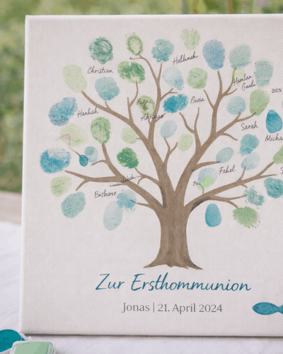 Erstkommunion Deko Gästebuch Leinwand - Kommunion Deko draußen Gästebuch Leinwand