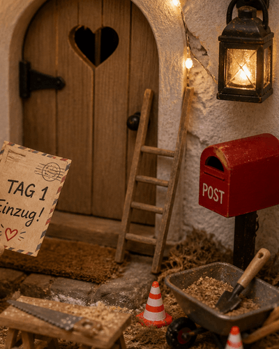 Wichtel Brief Tag 1 zum Einzug vor der Wichteltür